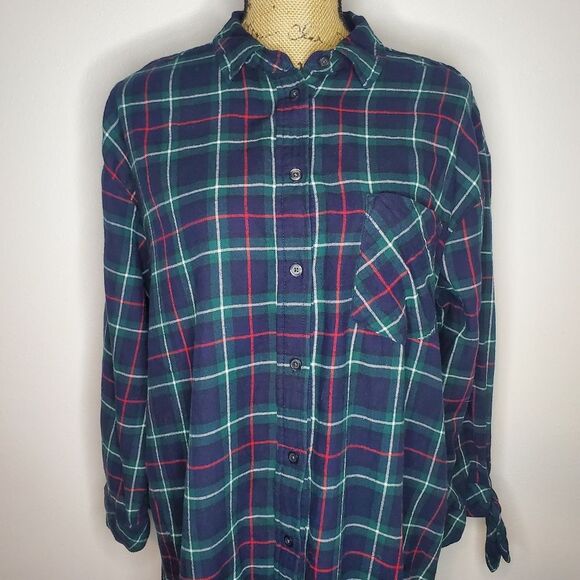 Gap Ruffle Hem Plaid Shirtdress Size L - Picture 3 of 14